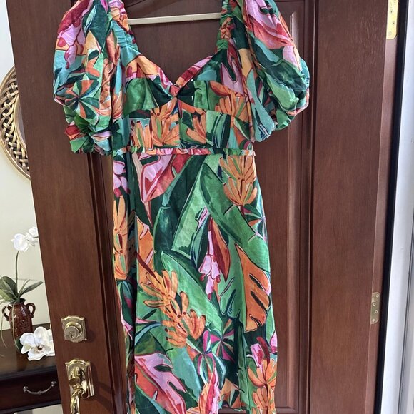 Farm Rio - Tropical Banana Foliage Midi Dress L - Picture 5 of 6